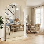 MISSDAY Oversized Arched Full Length Mirror, 83"x44" Gold Full Body Mirror with Stand, Floor Mirror Large Free Standing, Leaning or Hanging, Aluminum Frame Mounted Mirrors Wall Mirrors for Bedroom