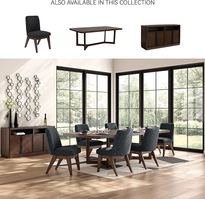 Signature Design by Ashley Kendamor Mid-Century Modern Upholstered Dining Chair with Solid Wood Frame and Bucket Design, Set of 2, Dark Brown