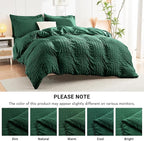 HYMOKEGE Emerald Green Twin XL Comforter Set Seersucker 5 Pieces, All Season Luxury Bed in a Bag for Bedroom, Bedding Set with Comforter, Sheets, Pillowcase & Sham