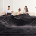Oversized King Fleece Blanket 120x138 Inches, Seamless Soft Cozy 3D Jacquard Flannel Blanket 10'x11.5' Extra Large for Bed, Sofa, Couch, Travel & Camping, California King Throw, Black Leaf