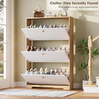 Nicetree Shoe Storage Cabinet for Entryway, Morden Shoe Cabinet, Freestanding Shoe Rack Cabinet, Hidden Shoe Dresser for Hallway,Foyer, Natural Oak and White
