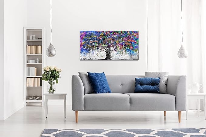 CIRABKY Tree Wall-Art For Bedroom - Abstract Art Wall Decor - Graffiti Wall Art For Living Room Large Size Colorful Pictures Poster Ready To Hang 40" x 20"
