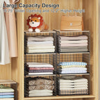 Widened & Heightened Closet Organizers And Storage Shelves With Top Board, Set of 3 Stackable Closet Shelf Organizer Storage Bin Basket For Clothes Sweaters,Space-saving, Sturdy,Wider Higher Size