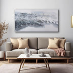 White Abstract Wall Art Decor Grunge Room Decor Art Grey Canvas Wall Decoration 20" x 40"Painting Artwork for Bedroom Home Office Dining Room Decoration