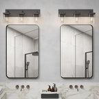 Bathroom Lighting Fixtures Over Mirror, Square Design & Rectangle Large Backplate, 3 Lights Morden Vanity Lighting Fixtures, Bathroom Light Fixtures for Bathroom/Living Room/Bedroom, Black