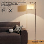60" Floor Lamps for Living Room with 3 Color Temperatures, Adjustable Beige Shade with Brown Pole, Tall Lamps for Living Room Bedroom Office Classroom Dorm Room, 9W Bulb Included