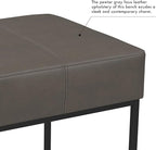 Homepop Decorative Small Square Black Metal Ottoman | Ottoman Stool for Living Room & Bedroom | Decorative Home Furniture (Pewter Gray Faux Leather)
