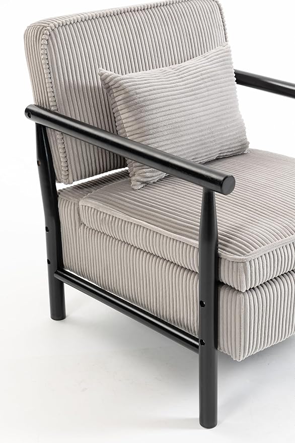 KEIKI Mid Century Modern Accent Chair with Storage, Functional Armchair with Hidden Storage Compartment, Includes Lumbar Pillow