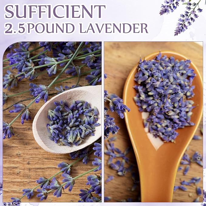 Treela 2.5 Pound Dried Lavender Bulk Dry Lavender Buds Fragrant Flower Petals for DIY Wedding Gift Crafts Home Fragrance Sachets