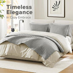 Comfort Spaces Kienna Quilt Set- Double Sided Stitching Design Summer Blanket, Lightweight, Soft, All Season Bedding Layer, Matching Sham, Grey, Coverlet Full/Queen(90"x90") 3 Piece