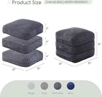 HIGOGOGO Pouf Ottoman Stuffed Square Modern Foam Filled Foot Rest Poufs 20 X 18 Inches Modular Ottomans Separated Into Floor Cushions for Living Room Chair Decorative Stool, Dark Grey