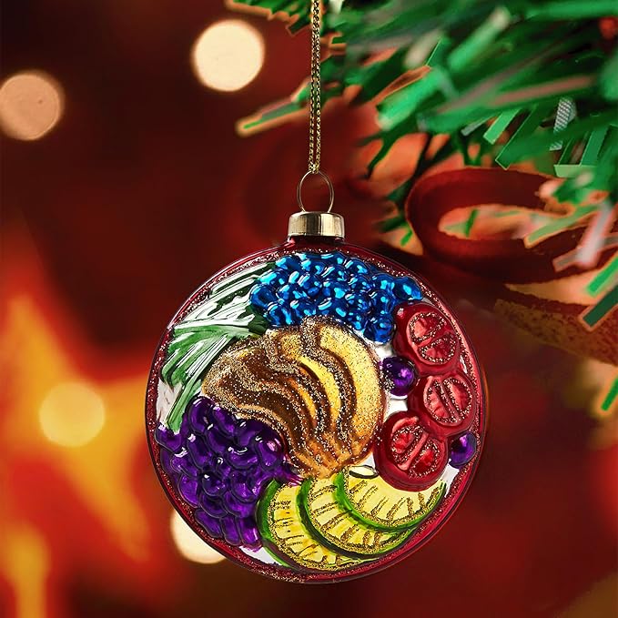 Funny Hanging Christmas Ornaments 2025 - Fruit Basket Glass Blown Tree Decorations, 3D Premium Decorative Waterproof Holiday Decor for Cute Xmas Home Outdoor Window Centerpiece ﻿