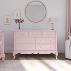 Evolur Aurora 7 Drawer Double Dresser, Dusty Rose