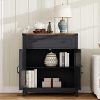 ChooChoo Kitchen Storage Cabinet, Coffee Bar Cabinet, Farmhouse Buffet Sideboard with Drawer for Kitchen, Living Room, Black