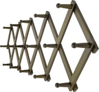 Dseap Accordion Wall Hanger:16'' High Wooden Wall Expandable Coat Rack,Hat Rack Holder,Accordion Hook for Baseball Caps,Coats,16 Peg Hooks,Dark Walnut