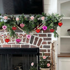Valentine's Day Heart Ornaments for Tree - Valentine Ornaments Valentine Tree Decorations - Glitter Rose Gold Red Purple - Mini 24 Pcs
