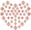 48PCS Valentines Day Heart Ornaments, Rosegold Shaped Ornaments, 2 Sizes Hanging Decorations, Glossy Baubles for Valentine's Day Wedding Anniversary Party Decor