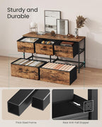 SONGMICS Dresser for Bedroom, Chest of Drawers, Steel, MDF, 5 Non-Woven Fabric Drawers, Storage Organizer Unit, Closet, Entryway, Rustic Brown and Ink Black ULGS322B02S