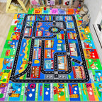 Kids Rugs for Toy Cars Playroom 110"×78.7" ABC Transportation Animals Play Mat Educational Mat Alphabet Area Rug Public Buildings Kids Playtime Collection Toddler Learning Carpet