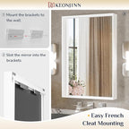 Keonjinn White Bathroom Vanity Mirrors 24 x 36 Inch, Metal Framed Bathroom Mirror for Over Sink, Rectangular Wall Mirrors Square Corner, Matte White Farmhouse Rectangle Mirrors(Horizontal/Vertical)