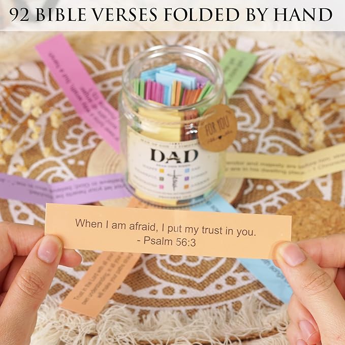 Bible Verse Jar for Daughter – 92 Color-Coded Scriptures of Encouragement, Birthday & Christmas Gift, Christian Keepsake, Daughter-in-Law Gift (Bible Jar For Dad)