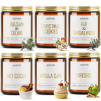 AOOVOO Candles Set - 6PC Scented Candles, Soy Candle, Aromatherapy Candle, Soy Wax Candle, Candle for Home Scented, Balsam/Fir/Firseide/Cocoa/Vanilla Cake/Cookies