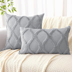 decorUhome Spring Euro Sham Throw Pillow Covers 24x24 Inch Set of 2, Soft Plush Faux Fur Wool Grey Couch Pillow Covers, Decorative Neutral Pillow Cases for Bed Sofa Living Room Home Decor