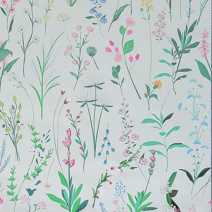 Spring Floral Wallpaper - Peel & Stick Self-Adhesive (17.5" x 393.7"), Vintage Flower Vinyl Contact Paper for Cabinets, Removable Wall Covering for Kitchen, Bathroom & Home Decor