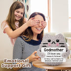 Godmother Gift from Godchild, Birthday Gifts for Godmother from Goddaughter Godson Emotional Support Crochet Cat Cute Stuff Thing Handmade Positive Crochet Christmas Stocking Stuffers