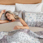 Whale Flotilla Patchwork Quilt Twin Size, Extra Soft Boho Floral Bedspreads for Bed Reversible Lightweight Twin Quilt Bedding Set Printed Coverlets with 1 Pillow Sham for All Seasons, Grey