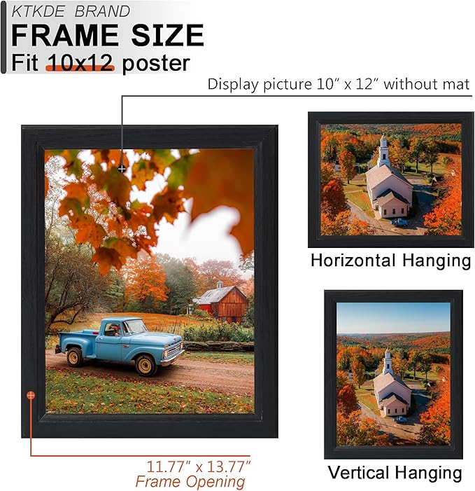 KTKDE 10x12 Picture Frame Set of 3, Wooden frames black, Vertical & Horizontal Wall Hanging for Wall or Tapletop Display,Studio Gallery Photo Frame for Photos, Posters & Art Prints