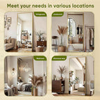 Full Length Mirror, 82"x44" Full Body Mirror, Oversized Floor Mirrors, Leaning Free Standing Mirrors, Hanging Mounted Large Mirrors for Bedroom Dressing Room, Cloakroom, Gold