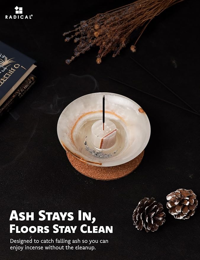 Radicaln Marble Incense Holder for Stick 5.5" Inches Handmade White Onyx Marbles Ashtray for Home Décor, Ideal Palo Santo Holder & Incense Holder Marble for Living Room