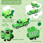 St. Patrick's Day Decorations for Home - Decor for Tiered Tray Metal Farm Truck with 3 Shamrocks Saint Patricks Day Vintage Diecast Pickup Truck Model for Shelf Table Centerpiece Décor 4.8inch