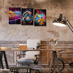 Novatique Cool Gaming Wall Art Graffiti Wall Art for Bedroom Colorful Video Game Wall Decor Gamepad Headphones Canvas Print for Teenager Room,12" x 16" x 3Pcs