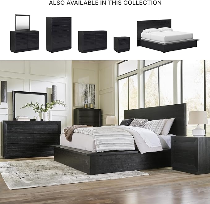 Signature Design by Ashley Londer Casual 5-Drawer Chest of Drawers with Safety Stop and Felt Lined, Black