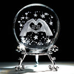 HDCRYSTALGIFTS 60mm 3D Laser Engraved Heart Hands Crystal Ball Paperweight Love Finger Valentines Figurines Gift for Women, Glass Decorative Ball Sphere for Shelf Living Room