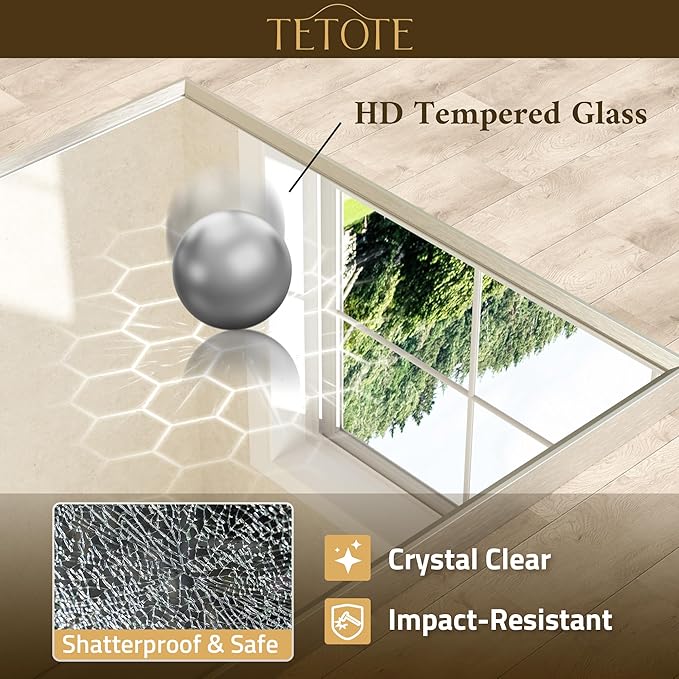 TETOTE Brushed Nickel Bathroom Mirror for Over Sink 32" x 36" Brushed Nickel Beveled Framed Rectangle Vanity Mirror for Bathroom, Bedroom, Entryway, Living Room, Tempered Glass, Stronger Frame