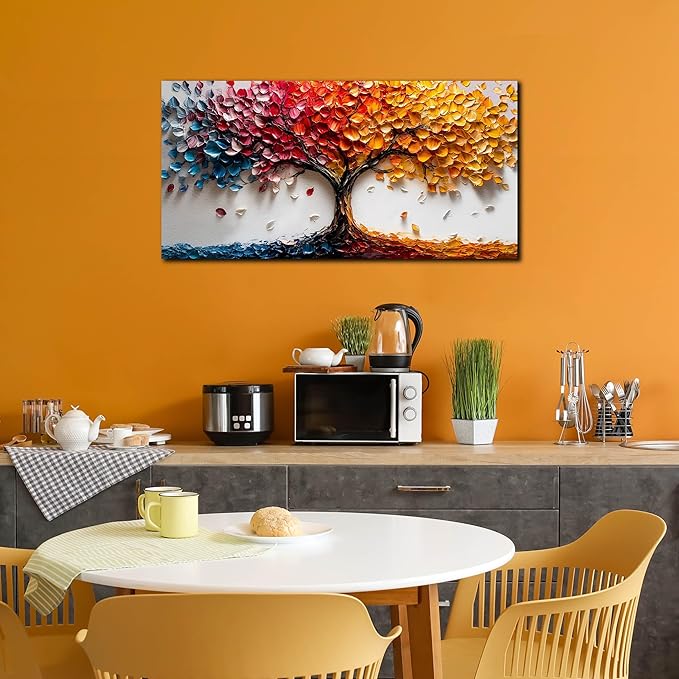 Trees Canvas Wall Art for Living Room - Colorful Tree Wall Art for Bedroom Teen Girls - Office Posters Wall Decor Size 20" x 40"