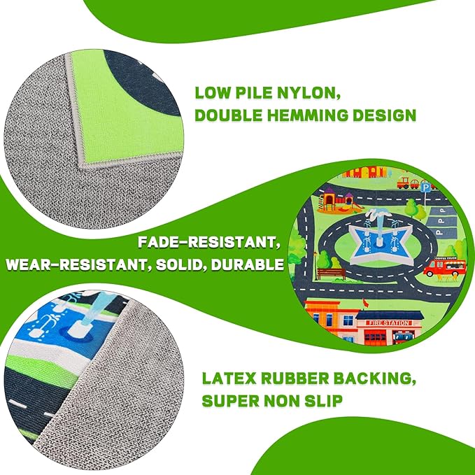 Kids Carpet Car Play Rug, City Life Traffic Road Kids Rug Playmat,Non Slip Children Educational Game Car Mat Area Rug for Playroom Baby Toddler Boys Bedroom Classroom (118X78.7 INCH, Style 2)