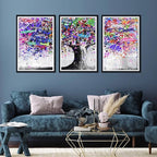 Novatique Tree Wall Art Decor Graffiti Picture Wall Decor Abstract Tree of Life Canvas Painting Print for Living Room Bedroom,24" x 36" x 3pcs