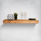 Urbandi Rustic Distressed Floating Shelves, Set of 2, Handmade Out of Pine Wood, 3 Inch Thick, Made in USA (Aged Oak, 48Lx3Hx8D)