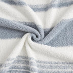 WRENGONGE Grey Blue Throw Blanket, 50x70 Soft Cozy Striped Throw Blankets for Couch, Sofa, Bed, Travel, Lightweight Fluffy Warm Plush Decorative Blankets for Women, Men Gift