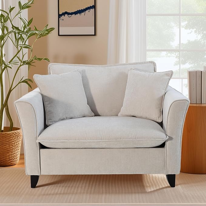 ERYE Living Room Accent Chair, Modern Chenille Upholstered Wider Seat Cushion Leisure Armchair W/2 Pillows and Removable Cover for Home Apartment,Bedroom,Office