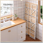 4NM Extra Wide 5 Tiers No Assembly Book Shelves, 51.2" H Folding Bookshelf Bookcase Open Industrial Foldable Shelves for Bedroom, Living Room, Home Office - Natural White