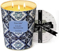HomeLights Scented Candles | Large Jar 34 Oz Natural Soy Candle | 130 hrs Long-Lasting with 3 Wicks | Bohemian Natural for Home Decor | Gifts for Mom & Women, Lilac Blossom