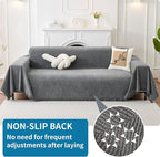 HAOMAIJIA Non Slip Couch Cover Sofa Covers for 3 Cushion Couch Washable sectional Couch Covers for Dogs pet Furniture Protector Couch Cover Blanket for Living Room (Grey, 71"x150")