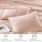 Comfort Spaces Kienna Quilt Set- Double Sided Stitching Design Summer Blanket, Lightweight, Soft, All Season Bedding Layer, Matching Sham, Blush, Coverlet Full/Queen(90"x90") 3 Piece