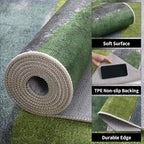 Ciicool 2x6 Washable Runner Rug, Modern Abstract Hallway Rugs Runner, Non-Slip Thin Accent Rug Lightweight Green Print Distressed Carpet for Laundry Entryway Bedroom Kitchen Indoor