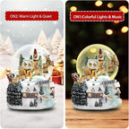 7'' H Christmas Snow Globe with Light up and Musical Valentine's Day Decoration Gift, Snowflakes Water Globe, Santa Sleigh Reindeer Resin Snow Globe, Christmas Holiday Indoor Decor.